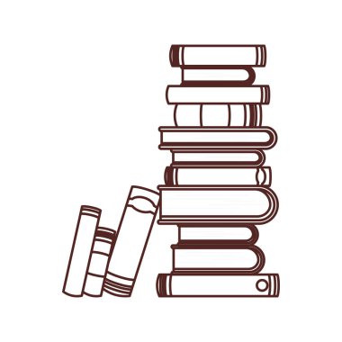 beyaz arka plan üzerinde kitap yığını silueti