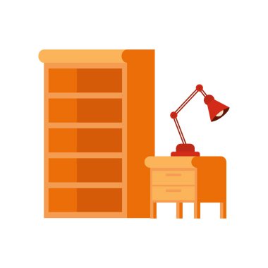 beyaz arkaplanda ahşap kitaplık