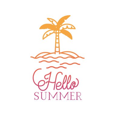 renkli görüntü ile merhaba yaz etiketi