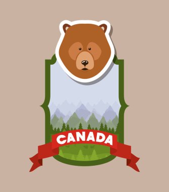 Ayı hayvan ve çam ağaçları tasarımı