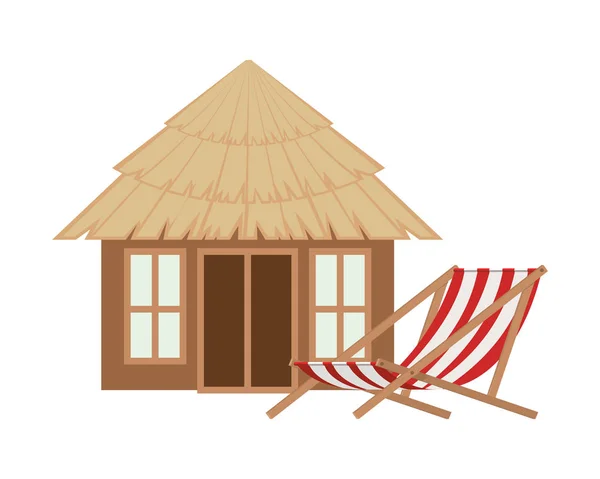 Casa de madera en la playa — Vector de stock