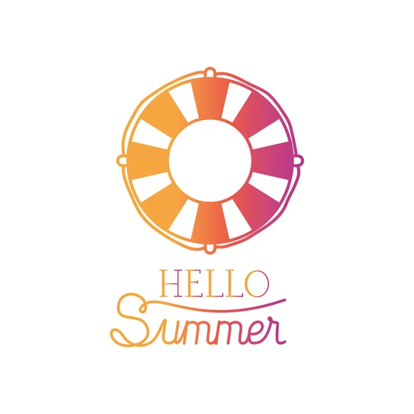 Hello Summer Label z kolorowym obrazem — Wektor stockowy
