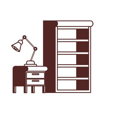 beyaz arkaplanda ahşap kitaplık