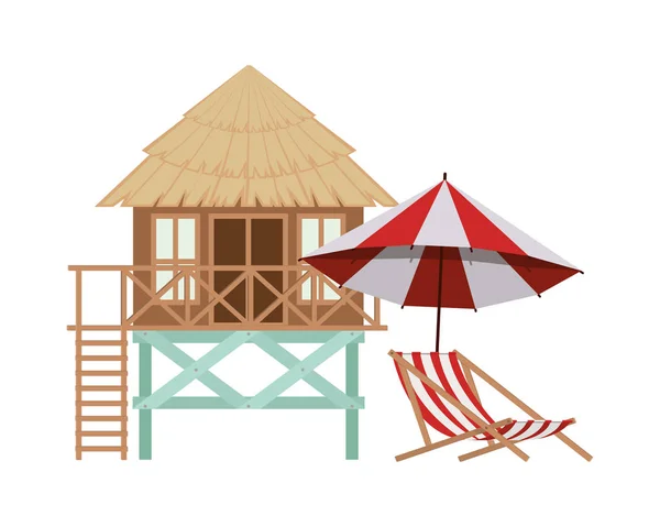 Casa de madera en la playa — Vector de stock