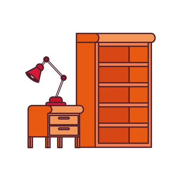 Wooden bookshelf on white background — 스톡 벡터