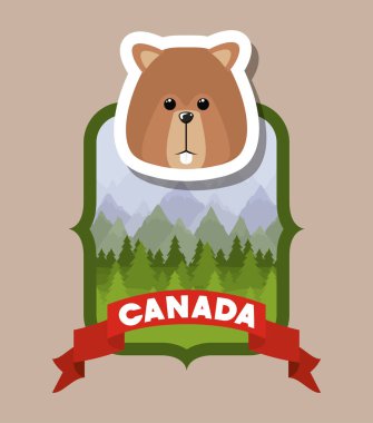 Kunduz hayvan ve çam ağaçları tasarımı