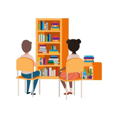 okul masasında oturan çift öğrenciler