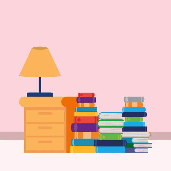 Pokój do nauki w domu z książkami — Wektor stockowy