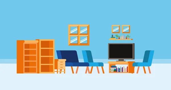 Kitap tasarımı ile ev çalışma odası — Stok Vektör