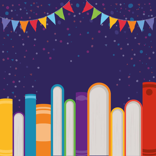 Группа книг и векторных иллюстраций вымпела
