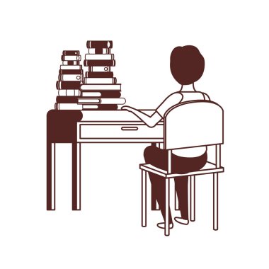 okul masasında oturan adam öğrenci