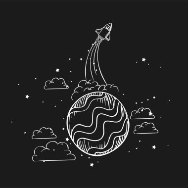 Roket ve gezegen çizim tasarımı