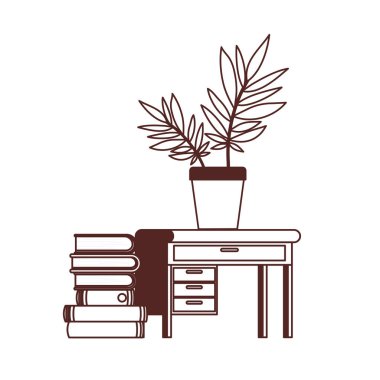 beyaz arka plan üzerinde kitap yığını ile masa