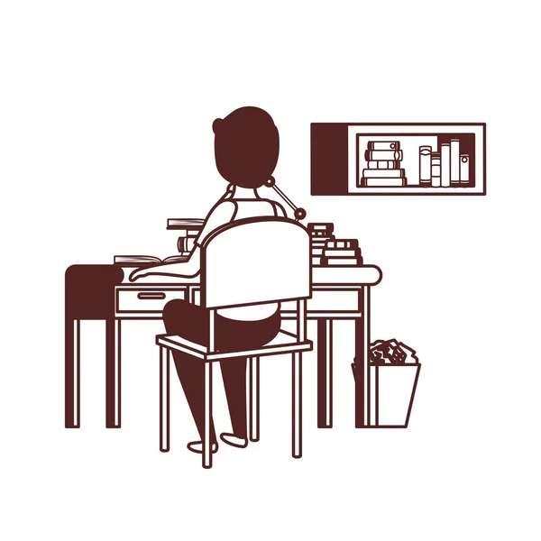 Man student sitting in school desk — Stock Vector