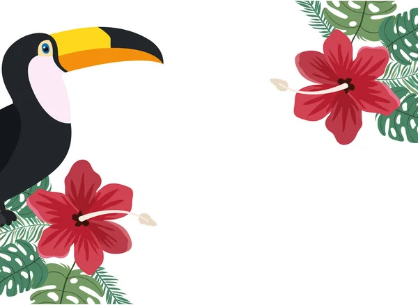 Padrão de tucano e flor de verão — Vetor de Stock
