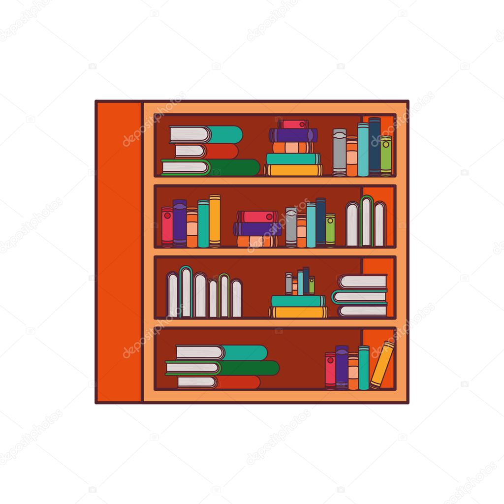 shelving with books in white background