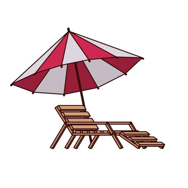 Beach umbrella for summer striped icon — Stock Vector