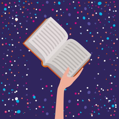 El tutma kitap tasarım vektör illüstrasyon