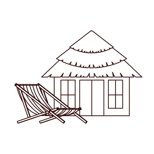 Casa in legno sulla spiaggia con sfondo bianco — Vettoriale Stock