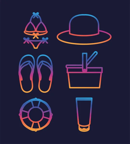 Hola diseño de silueta de verano y vacaciones — Vector de stock