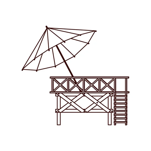 Guarda-chuva de praia para ícone listrado verão — Vetor de Stock