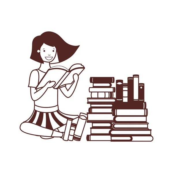Студентка з читанням книги в руках — стоковий вектор