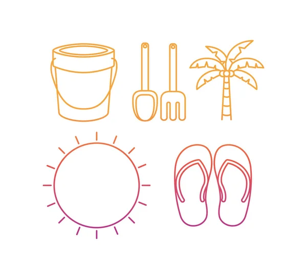 Letní a prázdninová ikona sady návrhů ilustrace — Stockový vektor