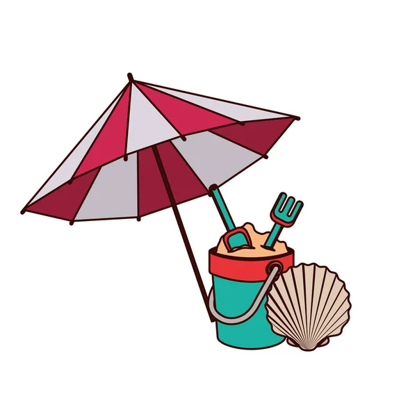 Beach umbrella for summer striped icon — Stock Vector