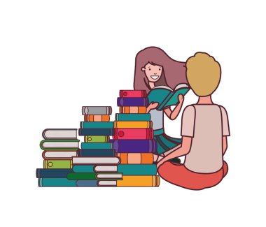 elinde kitap okuma ile öğrenci çift