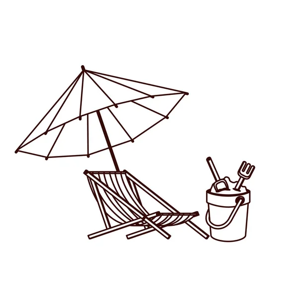 Beach umbrella for summer striped icon — Stock Vector
