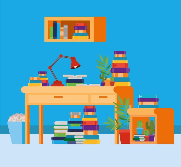 Domácí studijní sál s knihami — Stockový vektor
