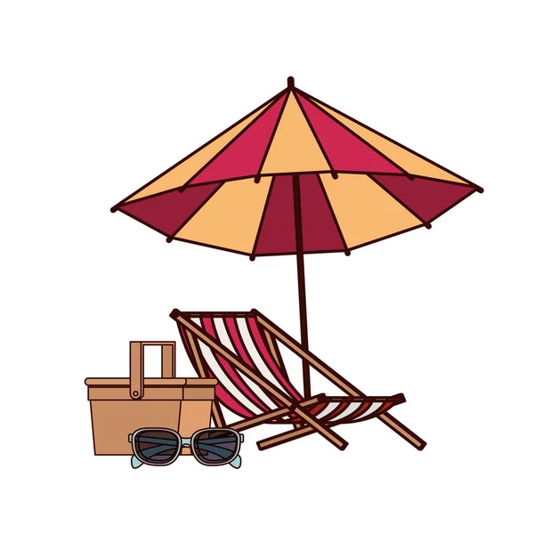 Beach umbrella for summer striped icon — Stock Vector