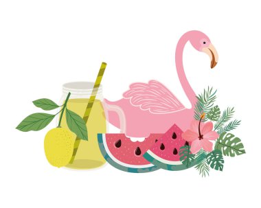 yaz çiçekleri ile flaman desen