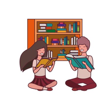 elinde kitap okuma ile öğrenci çift