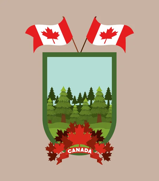 Canada symbol and maple leaf design — Stock Vector