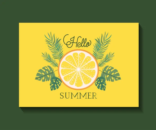 Hola verano y vacaciones marco de diseño — Vector de stock