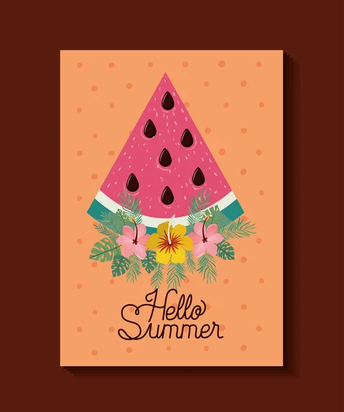 Hola verano y vacaciones marco de diseño — Vector de stock