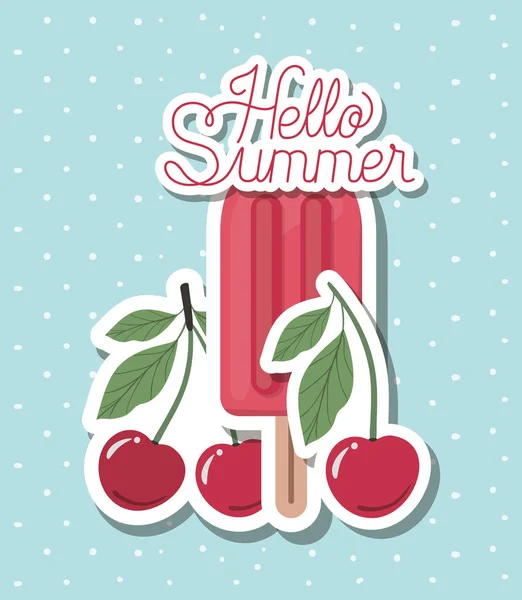 Hello summer and vacation stickers design — Stock Vector