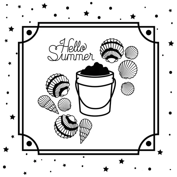 Hello Summer Design wewnątrz ramy — Wektor stockowy