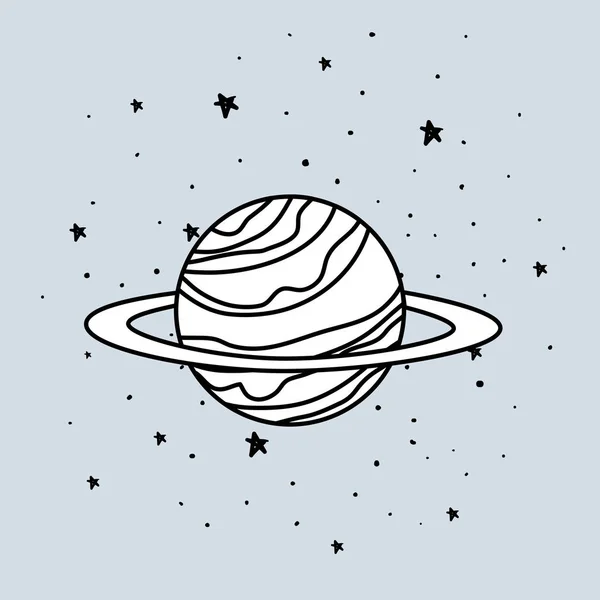 Planeta espacial y estrellas diseño vector ilustración — Vector de stock