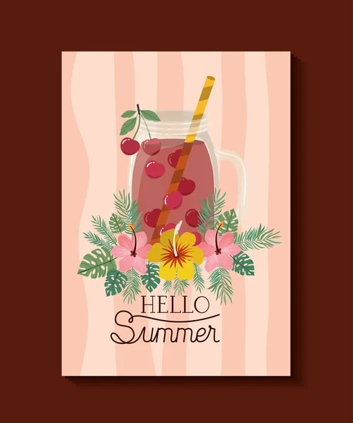 Hola verano y vacaciones marco de diseño — Vector de stock