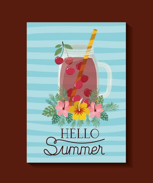 Hola verano y vacaciones marco de diseño — Vector de stock