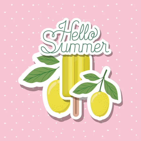 Hola verano y diseño de pegatinas de vacaciones — Vector de stock
