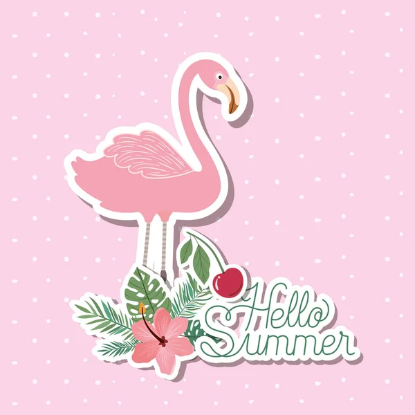 Hallo zomer en vakantie stickers ontwerp — Stockvector