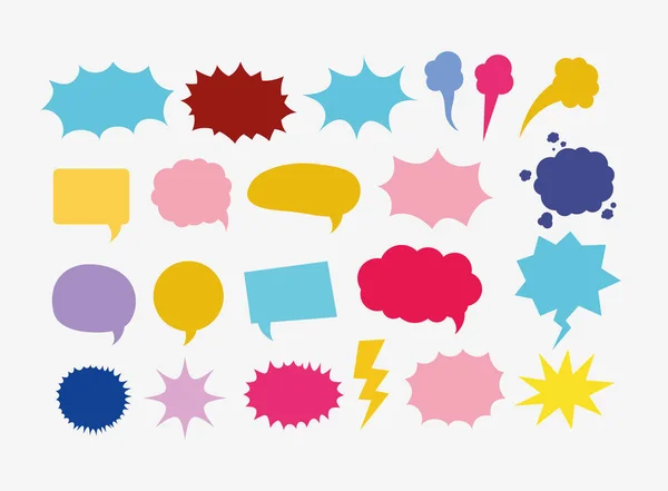 Set of speech bubbles pop art styles vector illustration — Stock Vector