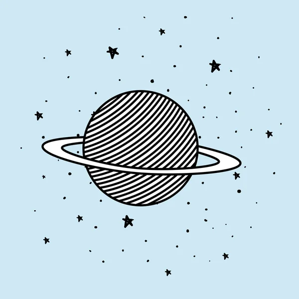 Ruimte planeet en sterren ontwerp vector illustratie — Stockvector