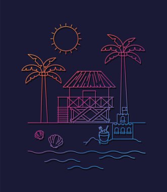 Yaz ve tatil simgesi set tasarım vektör illüstrasyon