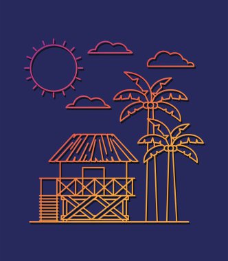 Yaz ve tatil simgesi set tasarım vektör illüstrasyon