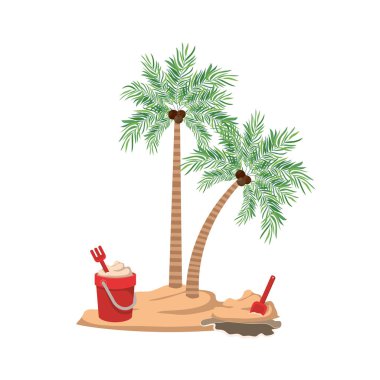 Beyaz arka planda hindistan cevizi olan palmiye ağacı