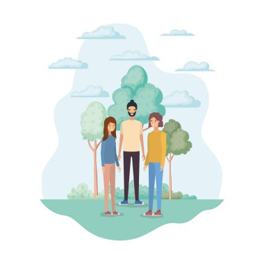 Park tasarımında kadın ve adam avatarları